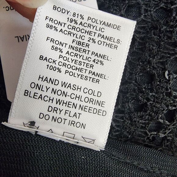 This & That Blouse Large Multicolor Mix Media Cowl Neck Crochet Patchwork Sheer - Picture 11 of 11